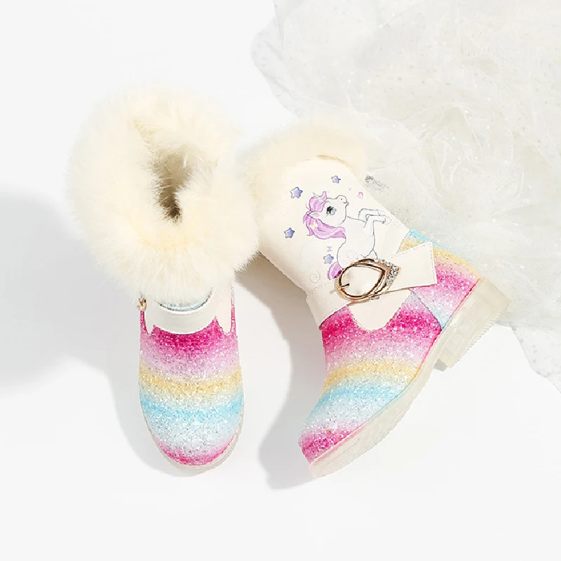 Новинка плюшевые теплые ботинки принцессы для девочек подростков детские зимние