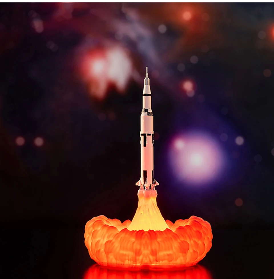 USB перезаряжаемая 3D печать Лунная лампа ракета космический челнок лампа Настольные лампы для гостиной спальни прикроватный домашний декор