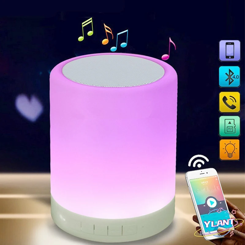 

LED Night Light Table Bedside Lamps Smart Touch Lamp With Wireless Bluetooth Speaker Dimmable RGB Changeable Music Sync Lamp