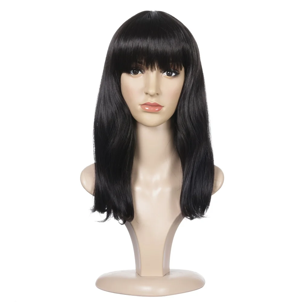 Натуральный прямой парик с челкой 17 ''синтетический для белых/черных женщин