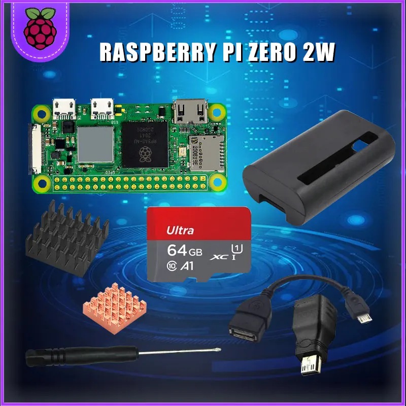 Raspberry Pi Zero 2W Starter Kit ABS Case+Heat Sink+ 5V2A Power Adapter for Raspberry Pi zero 2 W
