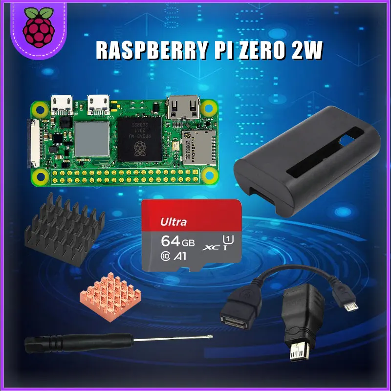 Raspberry Pi Zero 2 Вт комплект для начинающих чехол из АБС-пластика + радиатор блок