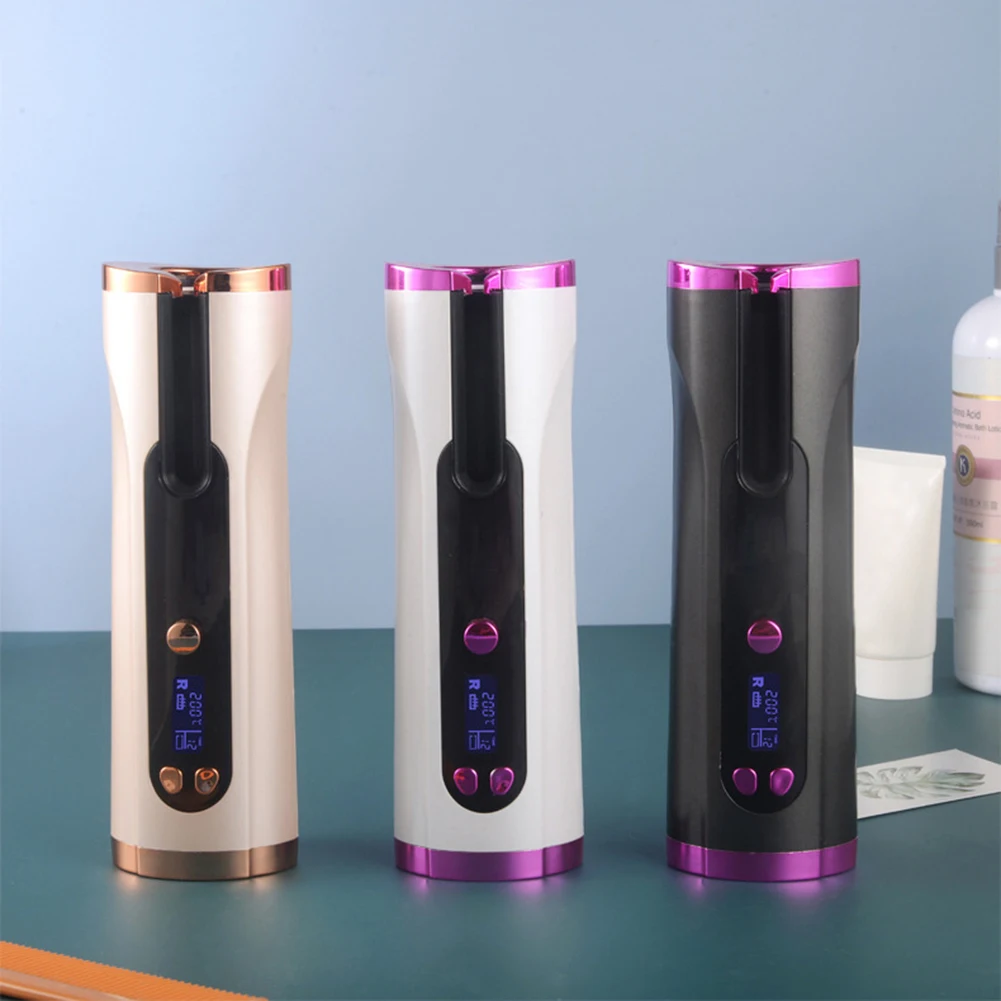 Curler de Cabelo Automático sem Fio Curler para Ondas Ferro Curling Recarregável Cachos Display Lcd Cerâmica Encaracolado Usb ar
