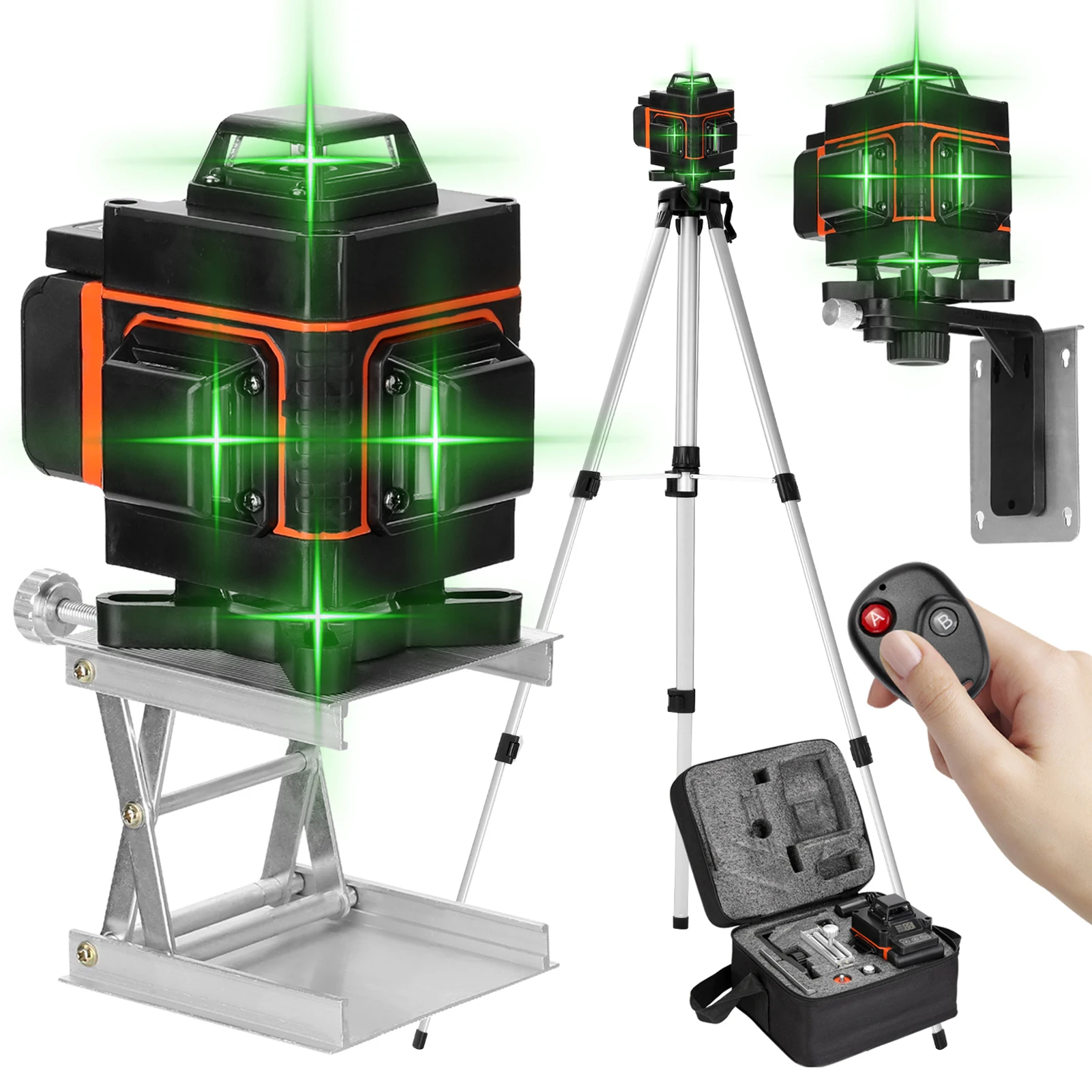 Multifunctional 16 Lines Self-leveling Level Tool with 1.5M 3 Heights Adjustable Extension Bar Tripod Stand Carrying Bag | Инструменты
