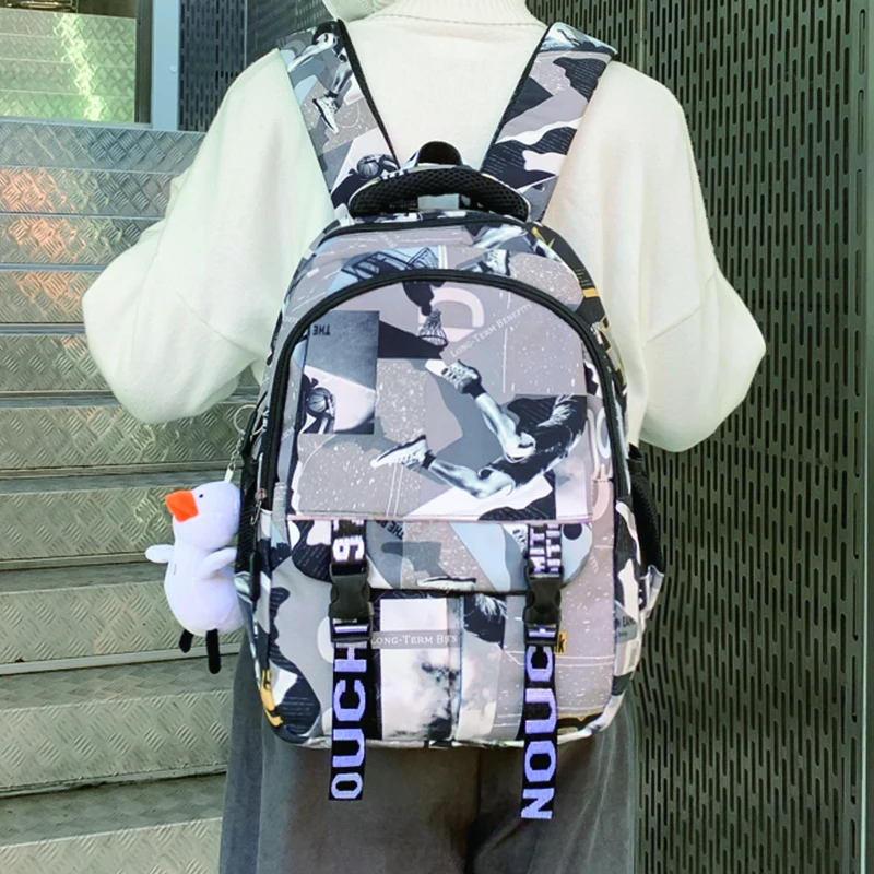 Новинка 2021, Модный женский рюкзак для милых девушек, нейлоновая школьная сумка, многофункциональный дорожный рюкзак, женский холщовый рюкз...