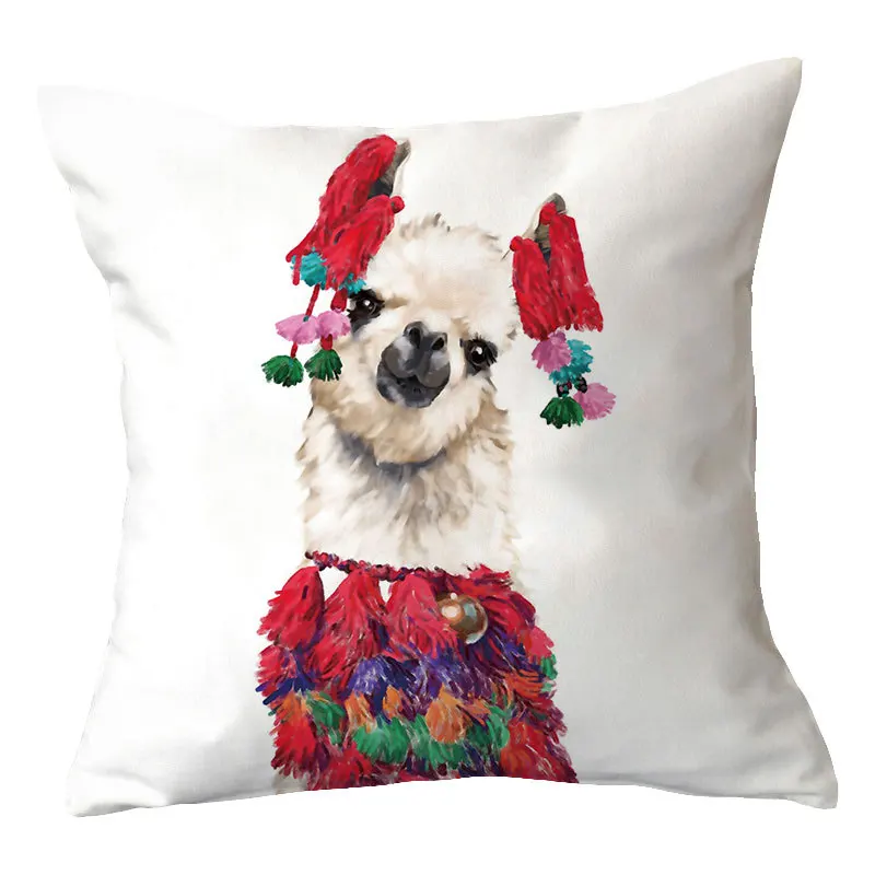 

Animal Alpaca Pillowcase Cactus Party Alpaca Pattern Pillowcase Home Sofa Decoration Cushion Cover 45*45cm