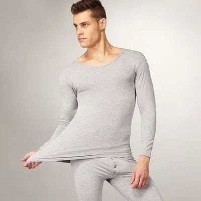 Men Light Grey Черный и фиолетовый модный мужской хлопковый костюм с круглым вырезом, Осеннее тонкое женское термобелье с круглым вырезом, зимняя женская одежда - Цвет: Men Light Grey