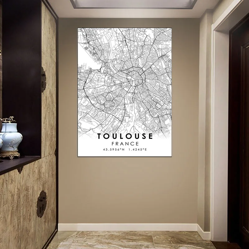 

TOULOUSE of France city map print poster canvas wall art