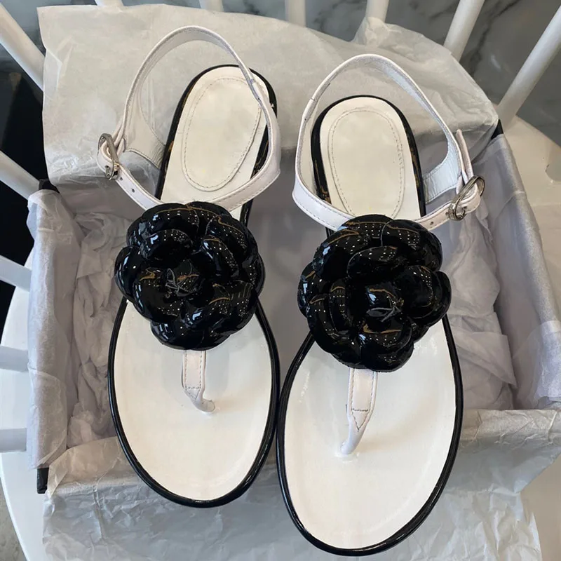 

prowow Genuine Leather Women's Slippers Flowers Sandals Luxury Designed Women's Summer Sandals Flat Sandals Beach Shoes