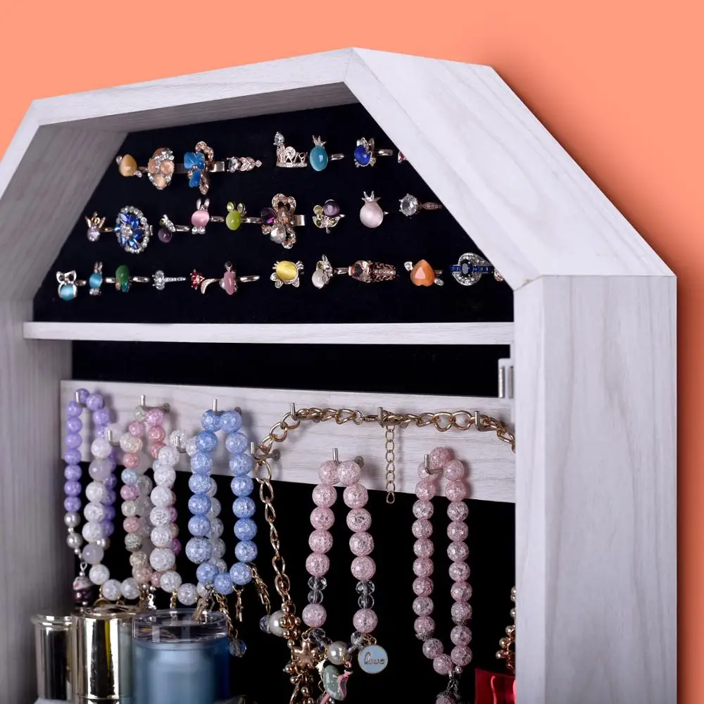 

1 Cosmetic storage cabinet makeup mirror decorative photo frame storage objective mirror cabinet jewelry storage cabinet