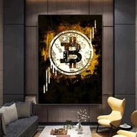modern golden bitcoin canvas painting posters and prints modular inspirationnal wall art picture for living room home decoration