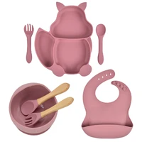7pcsset food grade silicone kitchenware suction childrens tableware silicone compartment baby dishes