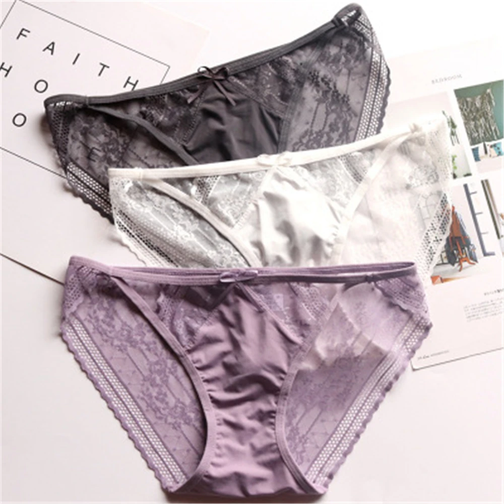 

Ladies underwear cotton crotch Japanese lovely waist breathable triangle sexy lace Mesh large girls underwear T6523