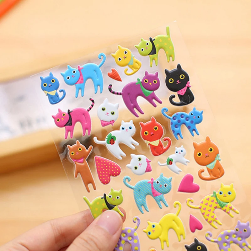 30 упаковок/партия kawaii животные 3D Декоративные наклейки DIY клей стикер для