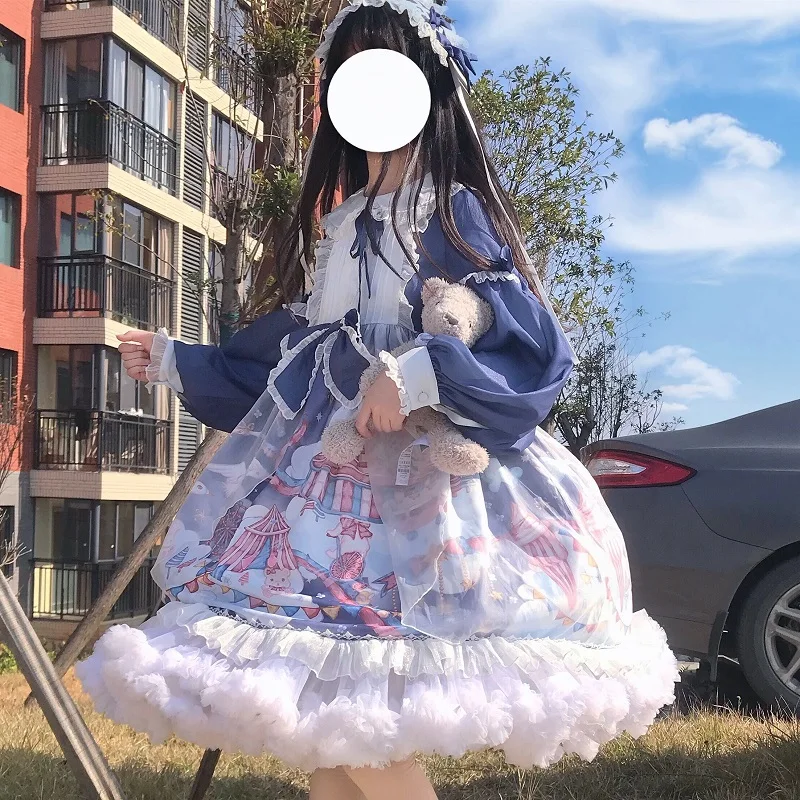 

Autumn Japanese sweet Lolita dress uniform loose new female casual Vintage ball gown plus size kawaii prairie chic female dress