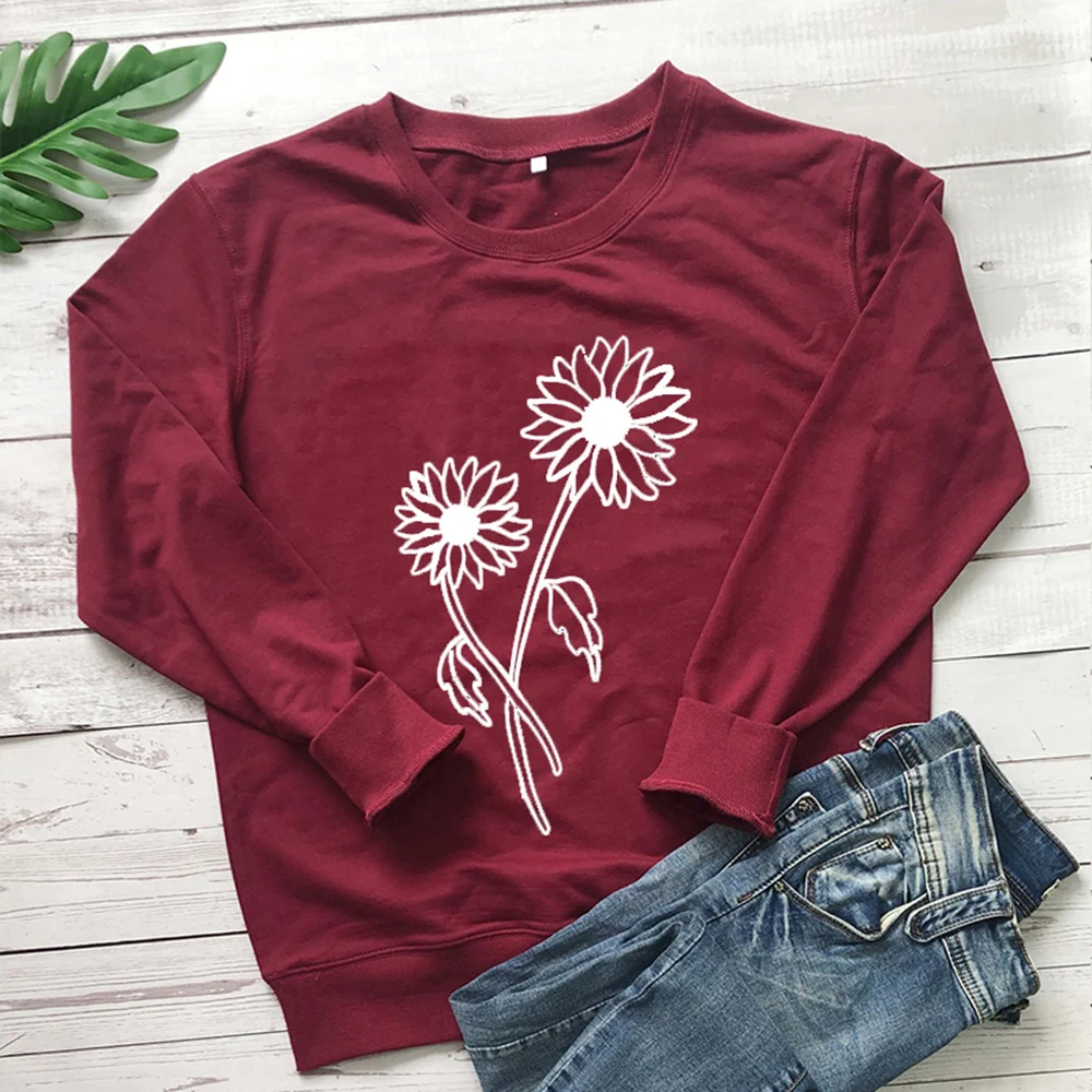 

New Arrival KPOP Gold Sunflower Print Girl Winter Thick Wool Hoodies Plus Size Loose Graphic Pullover Hoodies Sweatshirt Women