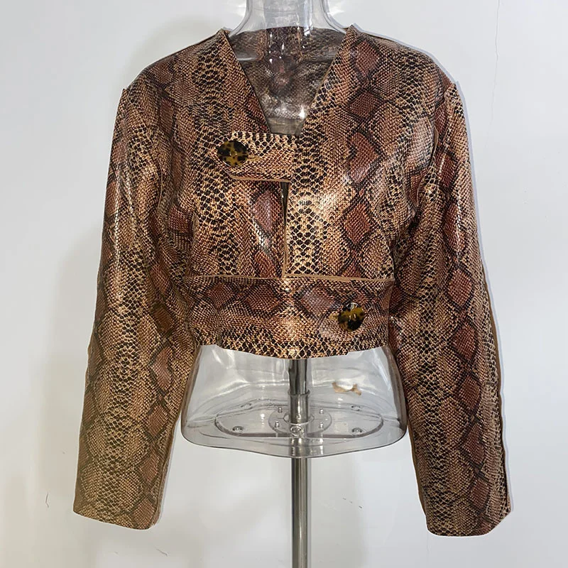 Женское короткое пальто с длинным рукавом DEAT повседневное из искусственной кожи