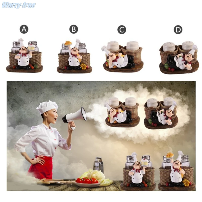 Милая Статуэтка шеф-повара подставка для соли и перца кухонные украшения
