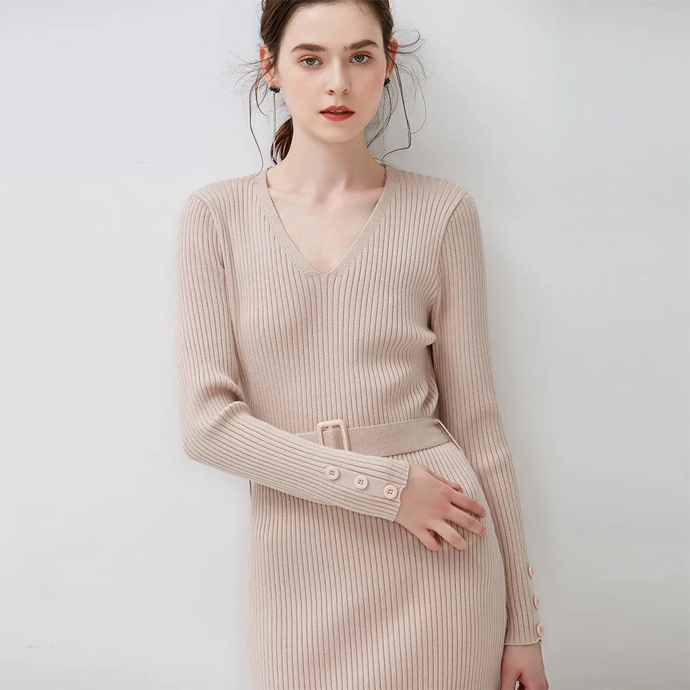 HLBCBG осенне зимнее женское длинное платье свитер модный вязаный Повседневный