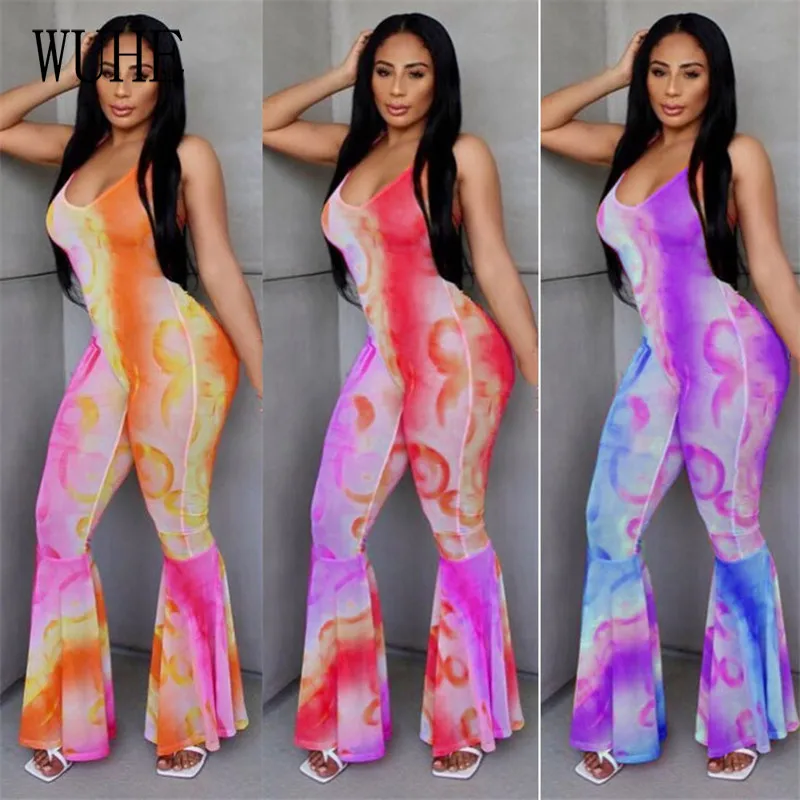 

YEYA ажурные Комбинезоны с принтом на завязках расклешенные Комбинезоны на шнуровке с открытой спиной на тонких лямках с открытыми плечами с ...