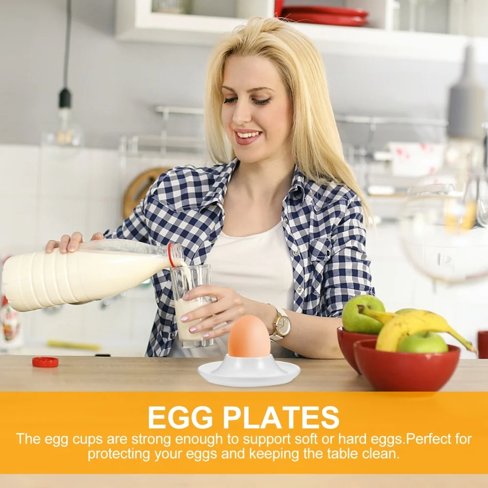 

1 Set 2Pcs Practical Egg Cups Holders Creative Ceramic Egg Holders Plates