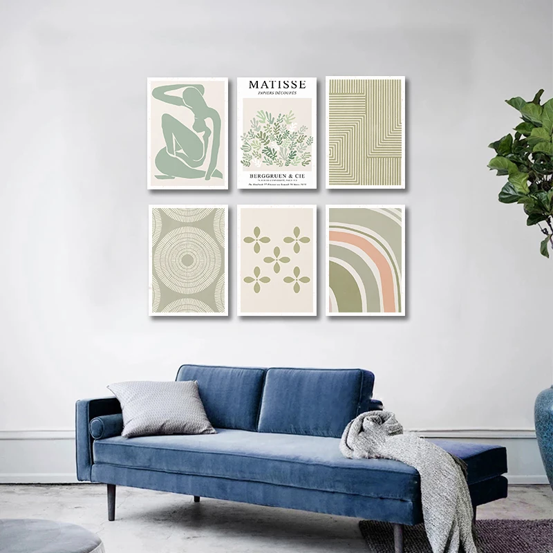 

Abstract Matisse Girl Leaves Flower Modern Wall Art Canvas Painting Posters and Prints Pictures Living Room Decor (No Frame)