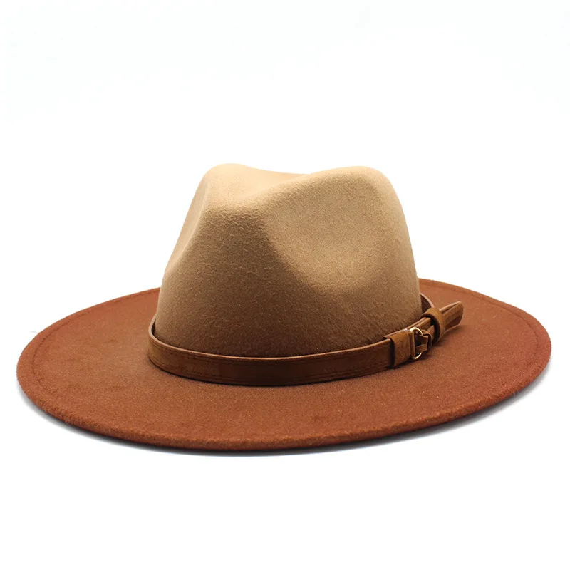 Женская и Мужская шерстяная Фетровая Шляпа Fedora с кожаным поясом Buck джентльмен