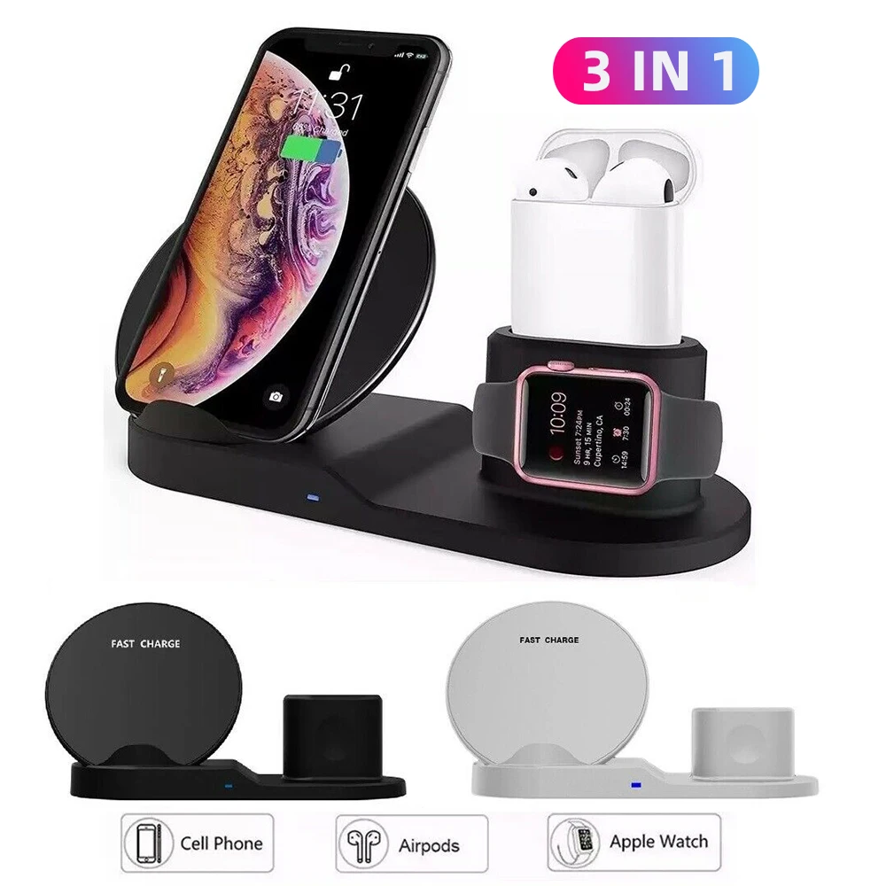 3 в 1 Qi Беспроводное быстрое зарядное устройство док-станция для Xs Max XR X 8 Plus IWatch Sumsung S9 S8 Note регулятор температуры