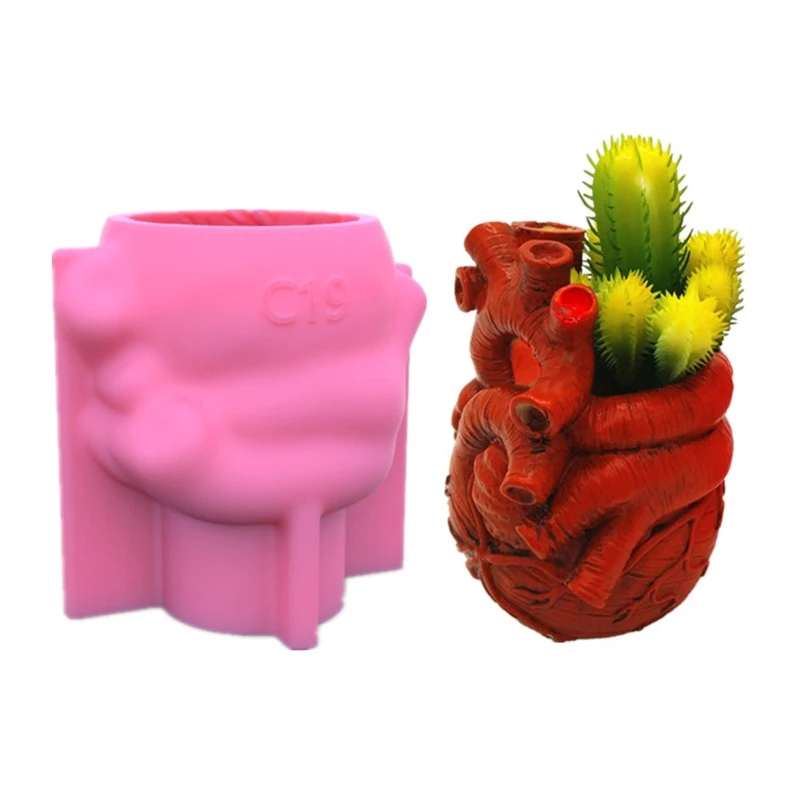 

T84B Heart Flowerpot Epoxy Resin Mold Succulent Plant Pot Holder Concrete Plaster Silicone Mould DIY Crafts Home Decorations