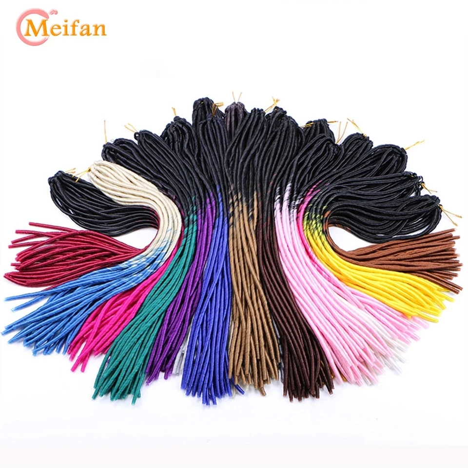 

MEIFAN Long Soft Dreadlocks Crochet Braids Jumbo Dread Hairstyle Ombre Color Synthetic Faux Locs Curly Braiding Hair Extensions