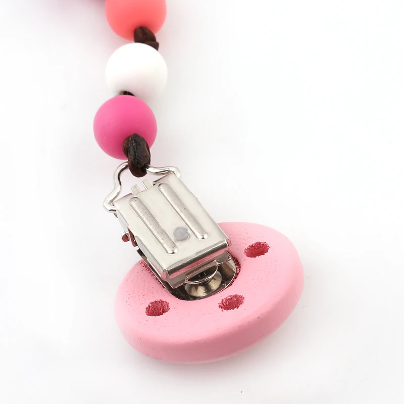 

Baby Pacifier Chain Wood Soother Clips Chain Holder Silicone Beads Teething Pacifiers Clip Nipple Chain Infant