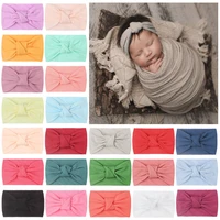 newborn solid nylon knot headband for baby girls head turban infant wide warm turban bebes soft candy color headwrap for girls