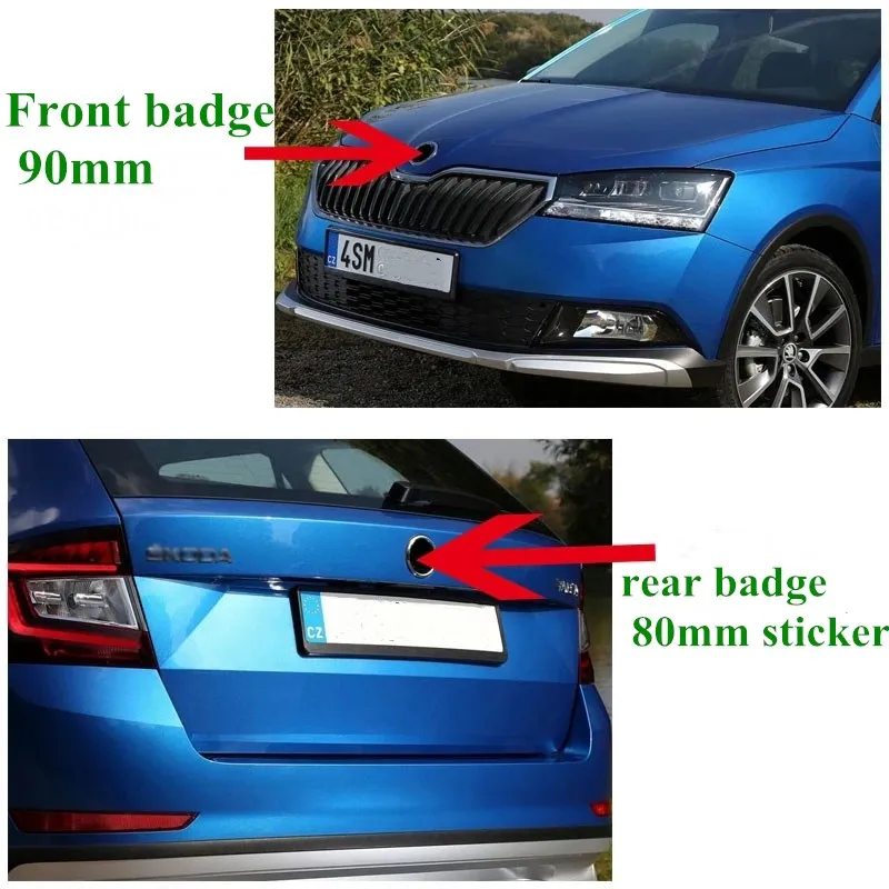 Наклейка на переднюю эмблему из АБС-пластика 80 мм 90 для Skoda Superb Rapid Yeti Fabia 1 2 Octavia a7 RS