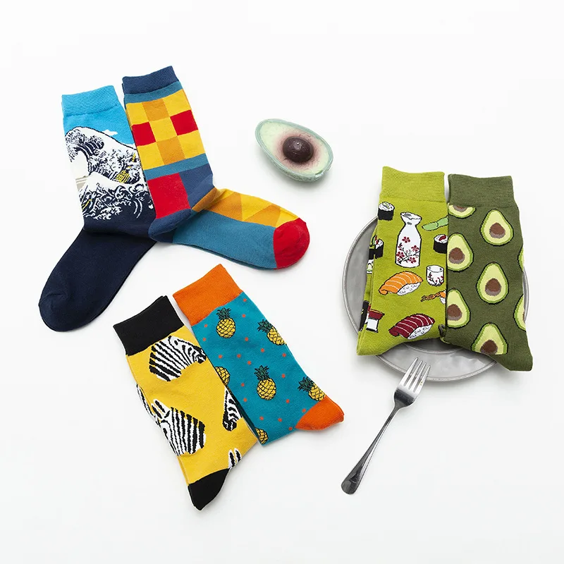 

Personalized Women's Socks Cute Oil Painting Pattern Men's Cotton Middle Tube Sport Socks Street Hip Hop Style 6 Pairs / Pack