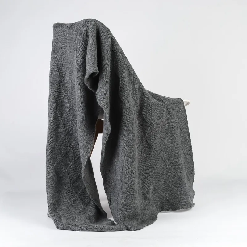 Mid Gray Женский плотный вязаный шарф из кашемира и шерсти, 200*60 см., большой шарф из пашмины, Матирующая текстура, 7 г, мягкие женские черные шарфы, шерстяные одноцветные зимние шарфы - Цвет: Mid Gray