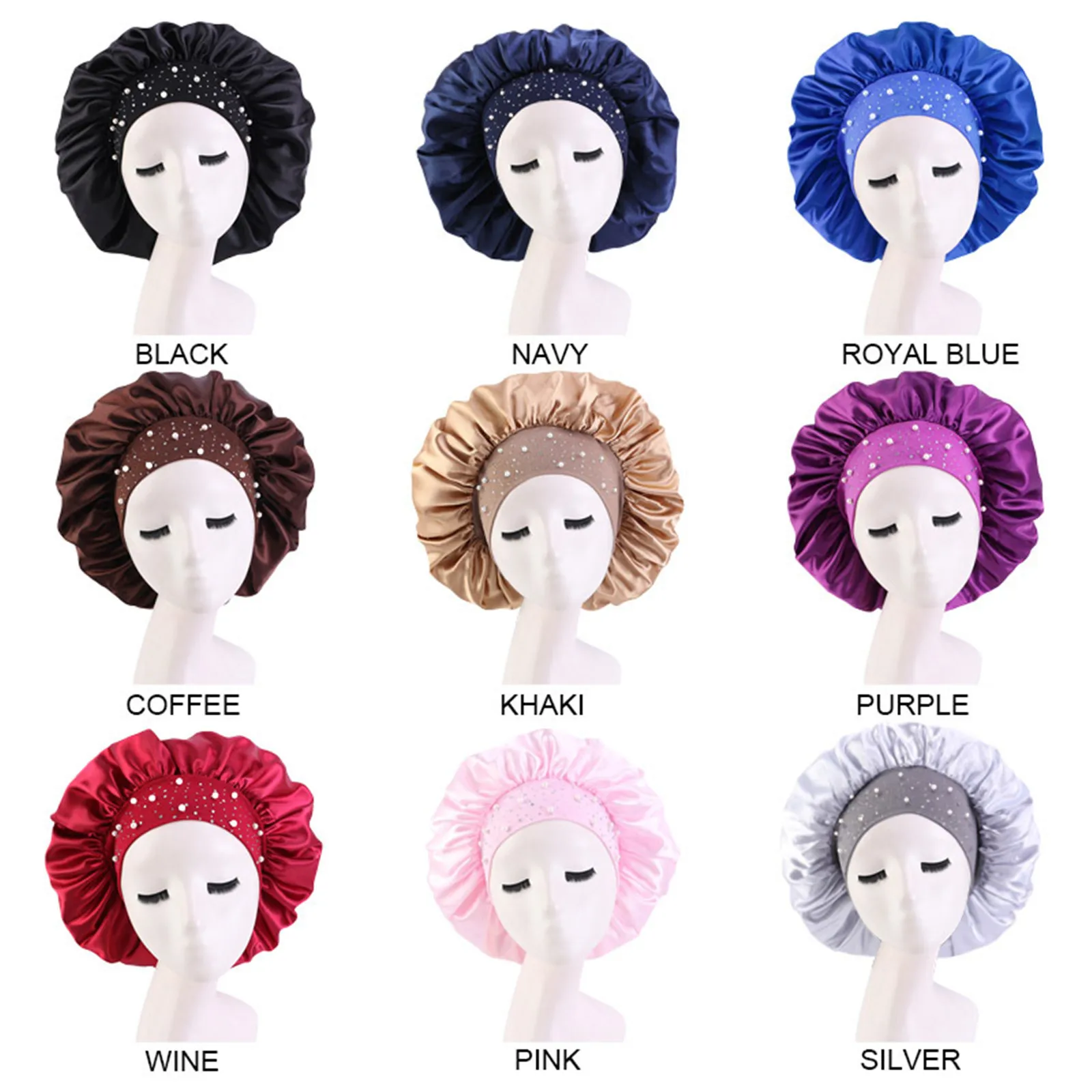 

African Pattern Ankara Solid Bonnet Women Night Sleep Cap Satin Lining Soft Extra Large Head Wear Ladies Headwrap Hair Care Hat