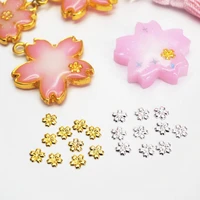 100pcs diy stuff gold silver stereo flower jewelry fillings pendant accessories charms handmade uv resin ab crystal glue seal