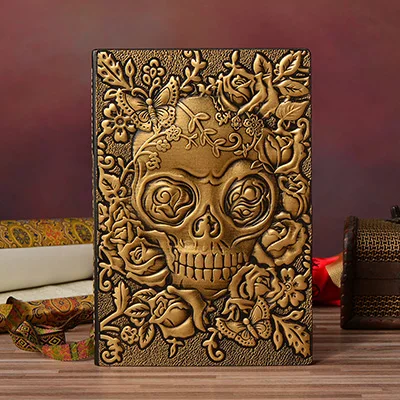 Green bronze relief 3D винтажный кожаный блокнот с тисненым узором, дневник, записная книжка, подарок, библейская книга, ручная работа, А5, детский подарок, журнал для путешествий - Цвет: Green bronze relief