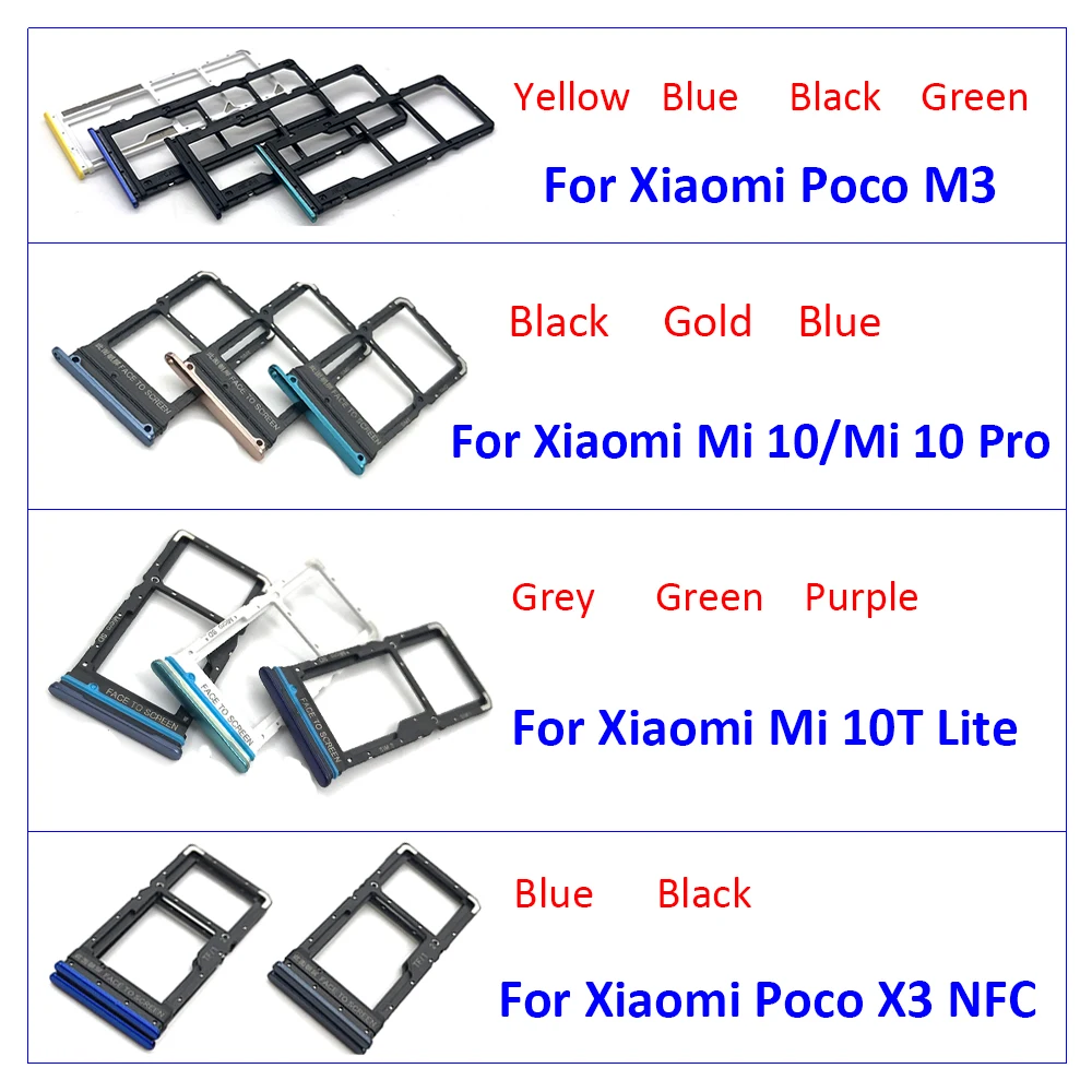 20 шт. держатель Micro Nano SIM-карты лоток слота ID адаптер гнездо для Xiaomi Poco M3 Mi 10Pro 10T Lite X3