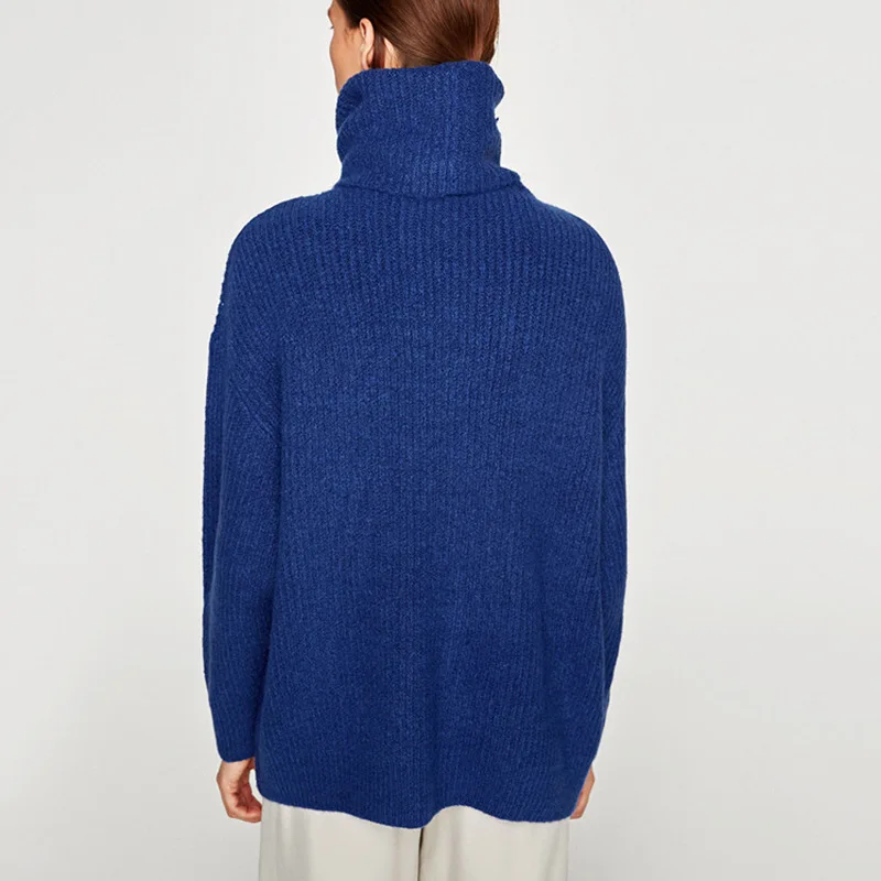 ZA новые разноцветные свитера с высоким воротником осень зима женский длинный