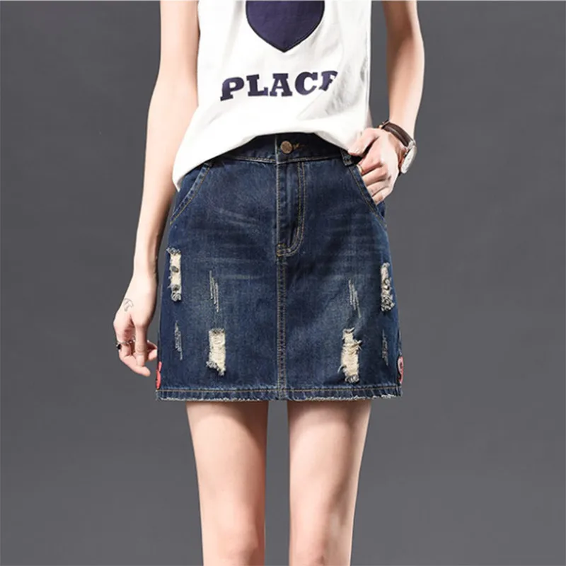 Новые женские юбки из джинсовой ткани размера плюс короткие Женская мини юбка с