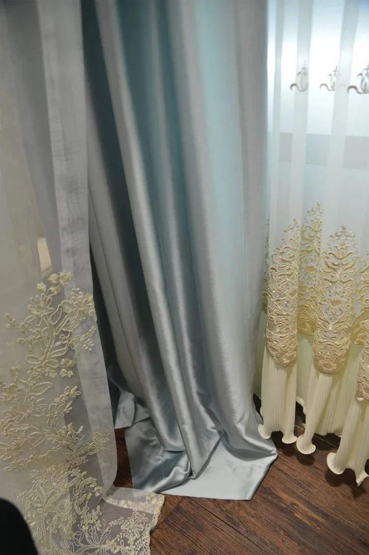 Curtain Легкая роскошь, чистый цвет, теплый и романтический стиль принцессы в Северной Америке и европейские шторы для гостиной столовой спальни - Цвет: Curtain