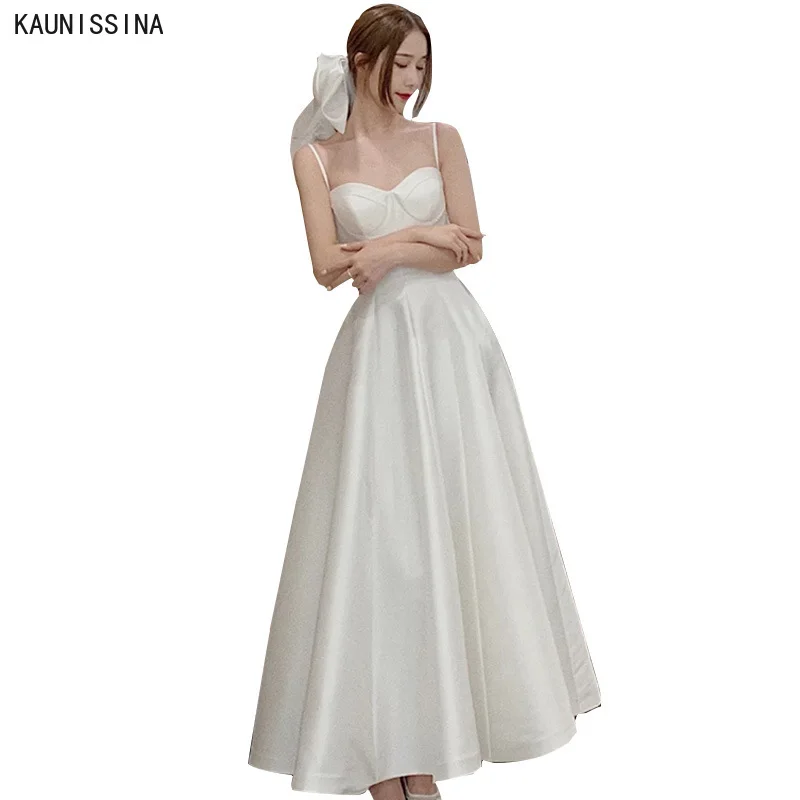 

KAUNISSINA A-line Vestido De Noiva Sweetheart Wedding Dresses Spaghetti Straps Simple Bride Dress Wedding Gowns Robe De Mariee