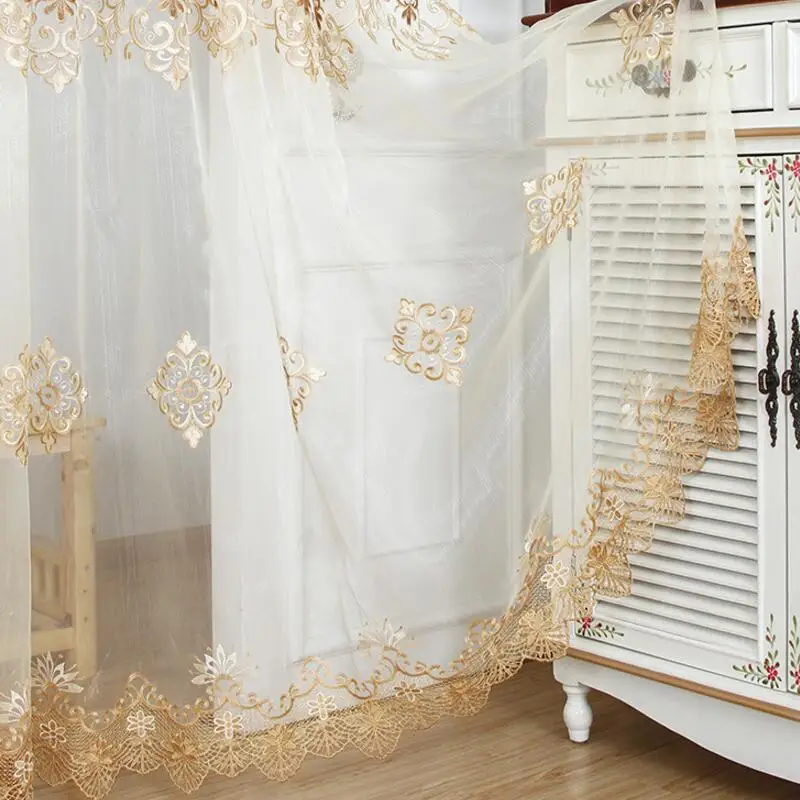 Роскошные вышитые прозрачные Занавески для гостиной кухни сидя шторы занавески