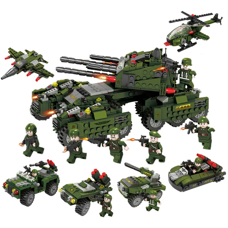 793Pcs Plane Truck Vehicle 6 IN 1 Mech Tank Models Educational Building Blocks Toys For Boys Diy Birthday Holiday Present Bricks