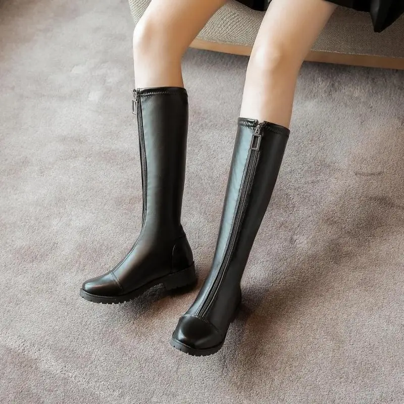 New Over-the-Knee skinny sexy high-heel boots winter knitting Round Toe velvet warm women's boots women thigh high flat boots