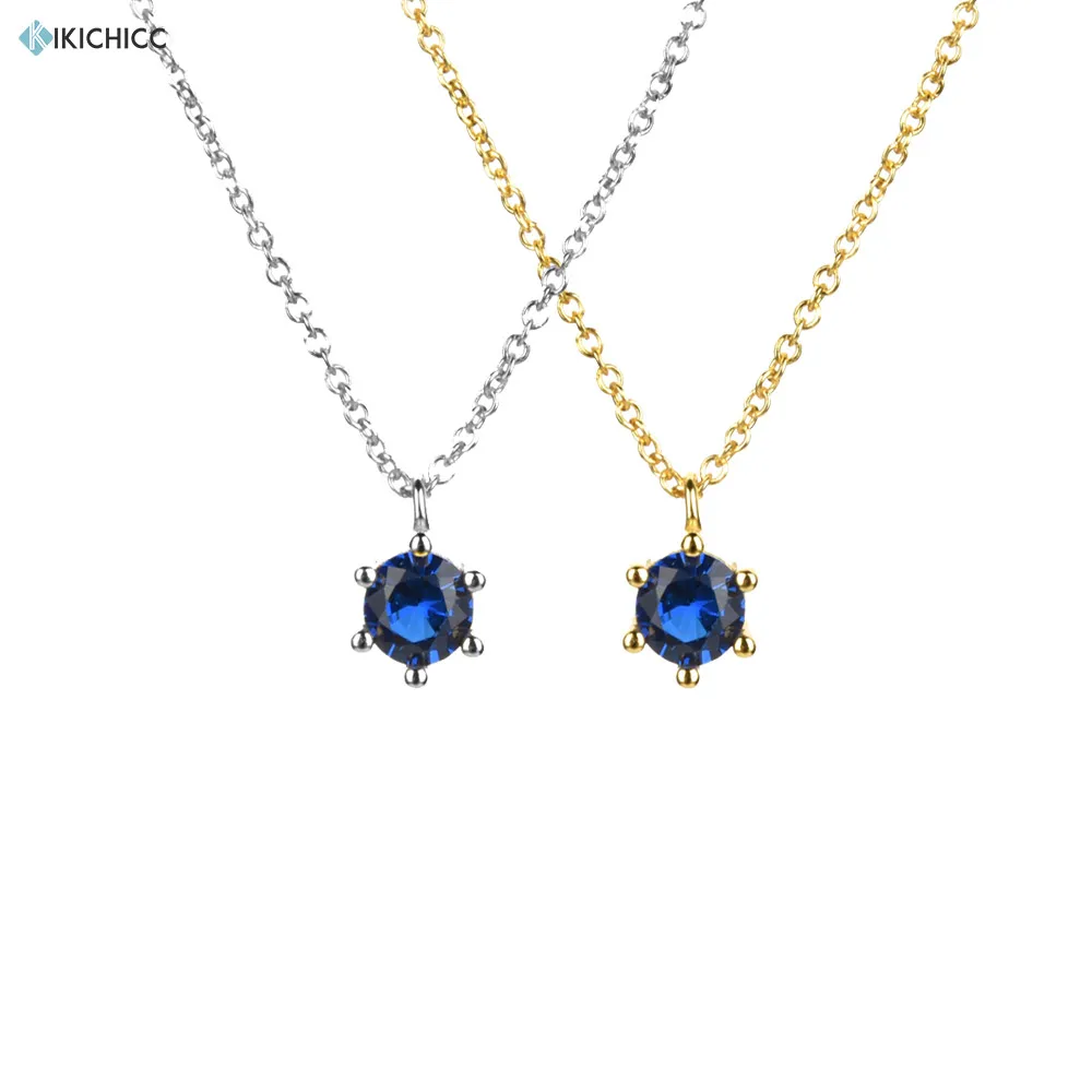 

Kikichicc новый 925 стерлингового серебра 4,5 мм синий циркониевые амулеты кулон на длинной цепочке 2020 в стиле панк Рок женские модные ювелирные из...
