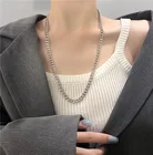 Цепочка Женская серебристого цвета в стиле хип-хоп, металлическая, толстая, воротник, свитер, цепь, цепочка на шею; Ожерелье, чокер для женщин