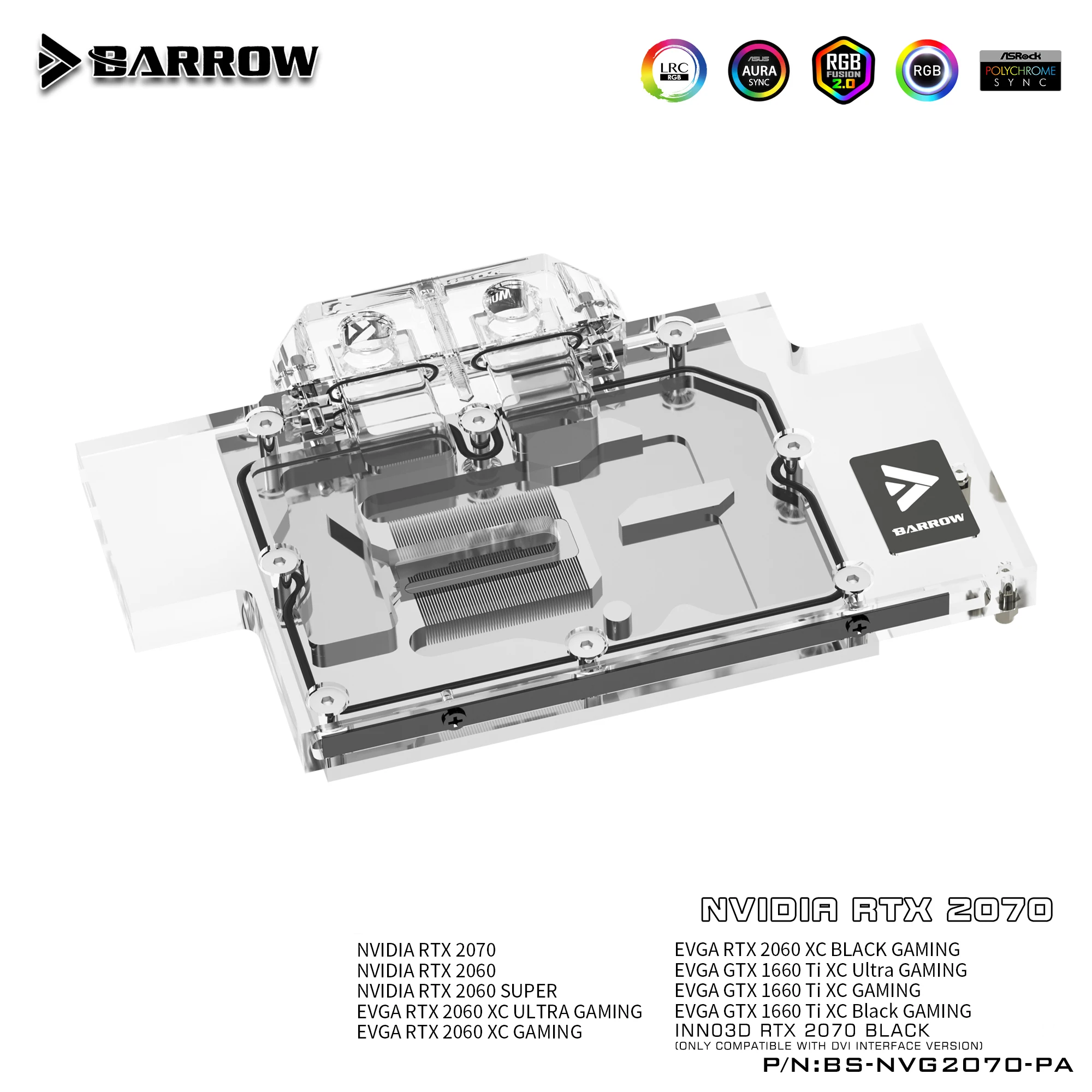 Barrow BS NVG2070 PA Полностью Закрытые блоки для водяного Охлаждения видеокарты