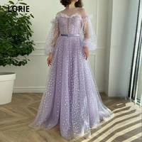 lorie glitter prom dresses o neck tulle a line shiny love purple arabic evening wedding party celebrity gown for graduation